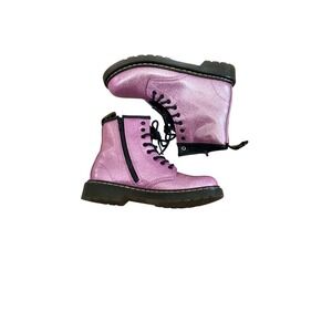 Dr. Martens 1460 Delaney Pink‎ Glitter Lace Up Side Zip Boots Sparkle Shoes